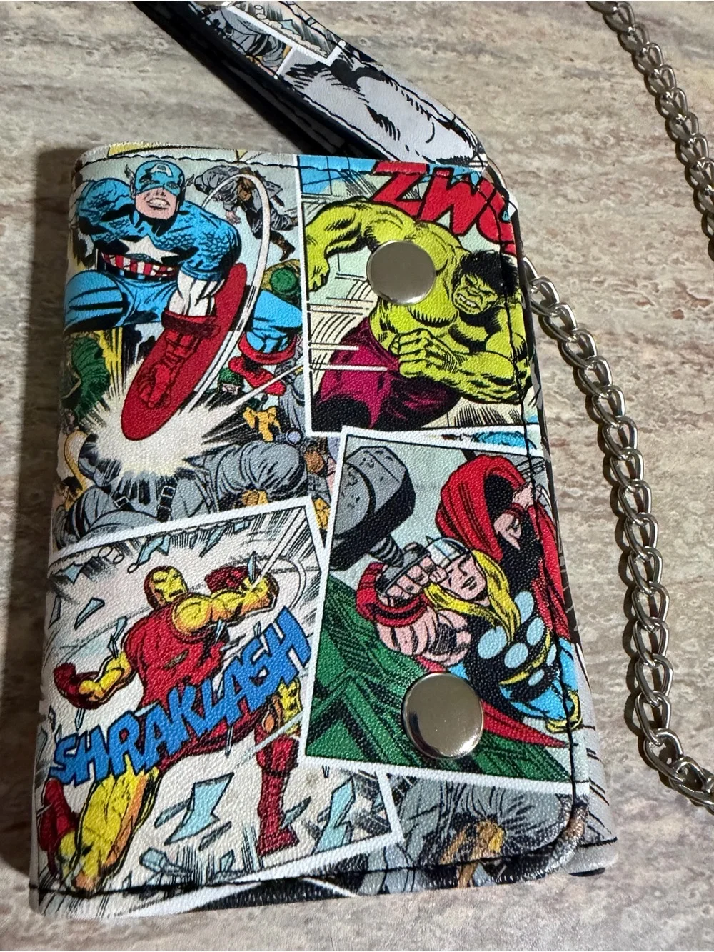 Marvel Comics Superhero Wallet with Chain - Multicolor